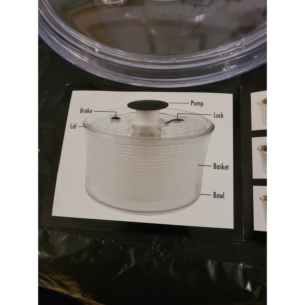 OXO Good Grips Salad Spinner Large Plastic Clear/Black/White Easy Clean - Picture 7 of 7